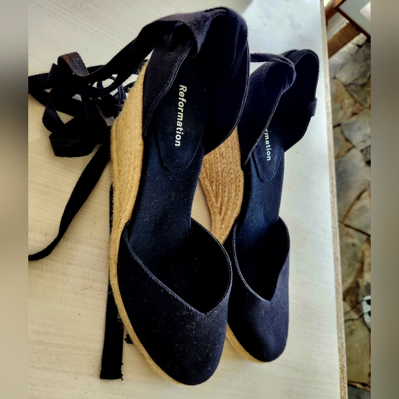 EUC Reformation Camilla Espadrille Wedge Heel Shoes Size 8.5 / 9 - Picture 6 of 11